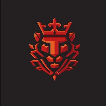 Lion with crown geometric tech vector Stock Illustration