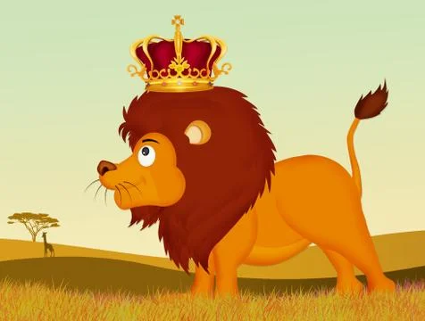 Lion with crown Stock Illustration