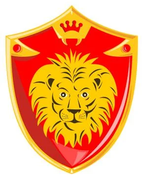 Lion crown shield retro. Stock Illustration