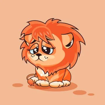 Lion cub sad Stock Illustration