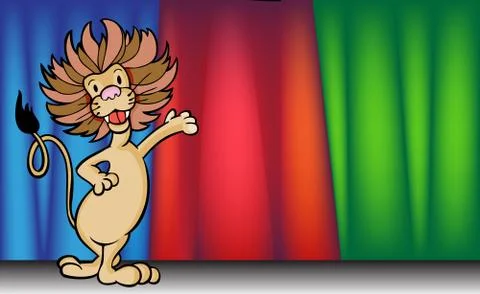 Lion with curtain Stock Illustration