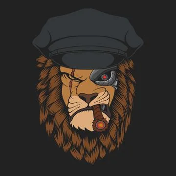 Lion cyborg vector illustration Stock Illustration