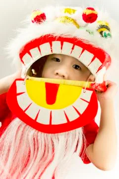 Lion dance boy Stock Photos