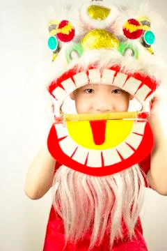 Lion dance boy Stock Photos