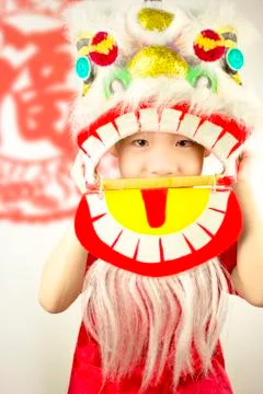 Lion Dance Boy Stock Photos