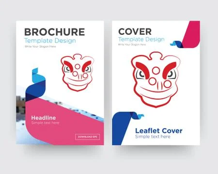 Lion dance brochure flyer design template Free Stock Illustration