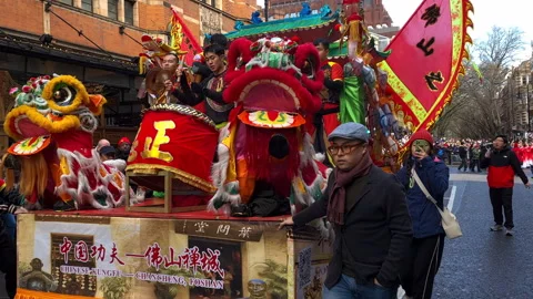Lion dance group. Stock Footage 264595481