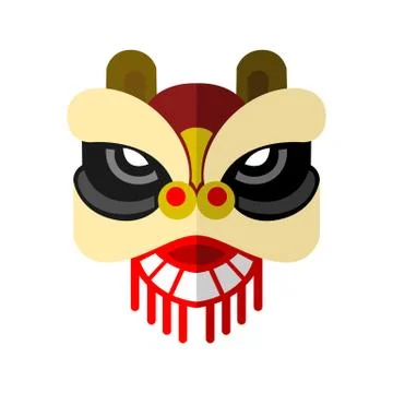 Lion Dance Head Chinese Vector Illustration Graphic Stock Illustration