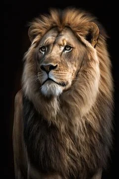 Lion on dark background. Ai generated illustration Stock Illustration