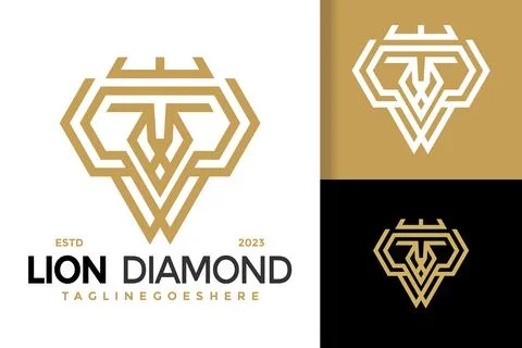Lion diamond king logo vector icon illustration Stockillustratie