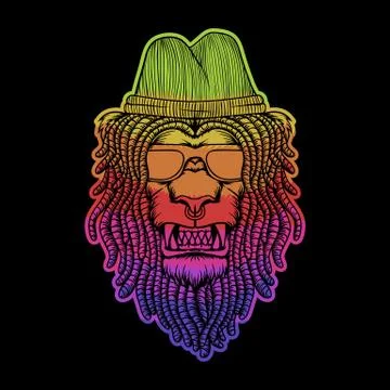 Lion dreadlocks colorful vector illustration Stock Illustration