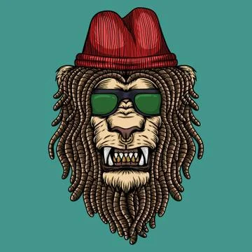 Lion dreadlocks head vector illustration Stock Illustration