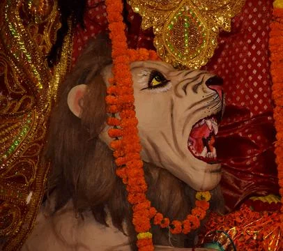 Lion of Durga Stock Photos