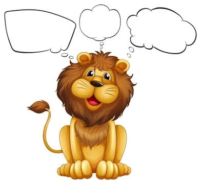 A lion with empty bubble notes Ilustración de archivo