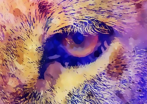 Lion eye and graphic effect. Computer collage. Stock Illustration