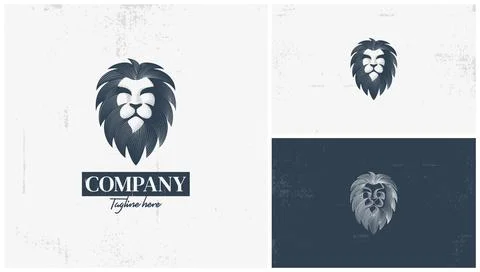Lion face logo with effect line detail Stock Illustration