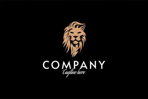 Lion face logo with luxury brown color Stock Illustration