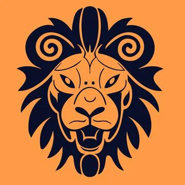 Lion face vector illustration. Pop art animal wild cat head, creative charact Stock Illustration