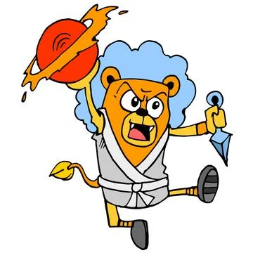Lion fighter is exerting strength to attack the enemy Stock-Illustration