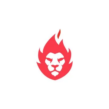 Lion fire logo design. creative lion fire or lion flame logo design concept.  Stock Illustration