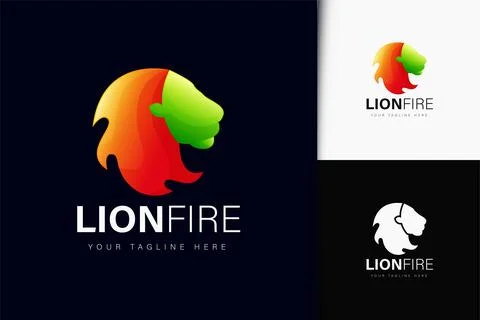 Lion fire logo design with gradient Stock Illustration