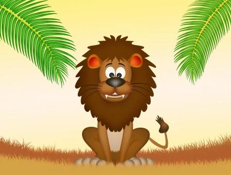 Lion in the forest Stock Illustration