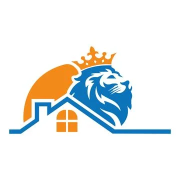 Lion fort logo design template vector Stock Illustration