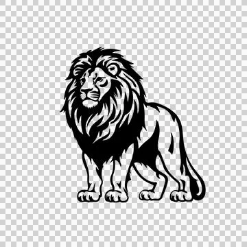 Lion Full Body Standing Side Mane Tail Paws Stock Illustration
