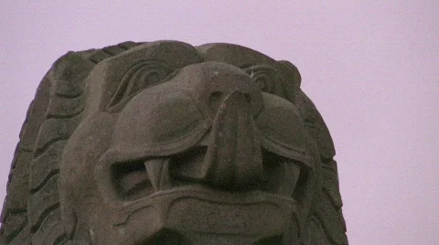 Lion Gargoyle Statue Close Up Stock Footage 683786