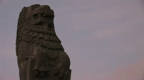 Lion Gargoyle Statue Stock Footage 683905