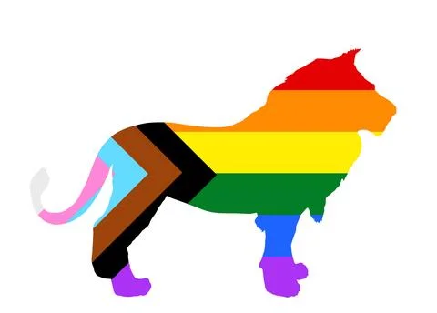 Lion gay vector flag progress pride LGBT flag vector sign. 스톡 일러스트