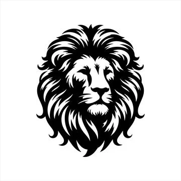 Lion Head Black vector illustration on white background イラスト素材