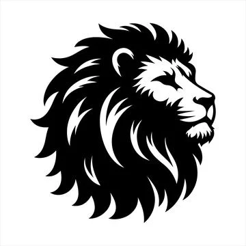 Lion Head Black vector illustration on white background Stock Illustration