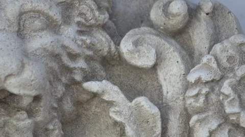Lion head carved into stone, Frame left, 4K Stock Footage 46341445
