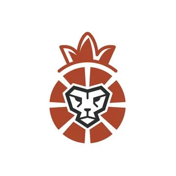Lion head  crown icon vector concept design template Stock Illustration
