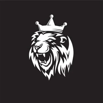 Lion head with crown vector Stock Illustration
