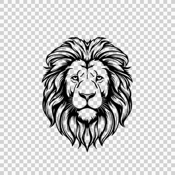 Lion Head With Dense Mane looking forward eyes ears nose Ilustración de archivo