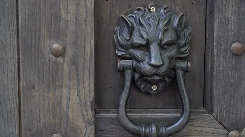 Lion head door handle. Stock Footage 91885339