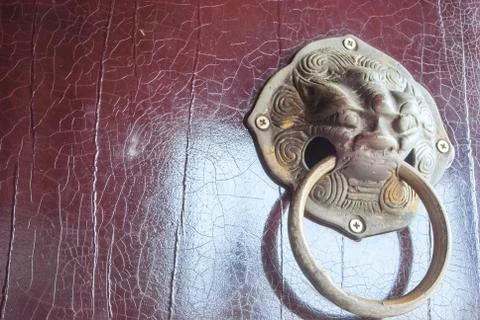 Lion head doorknocker. Foto stock