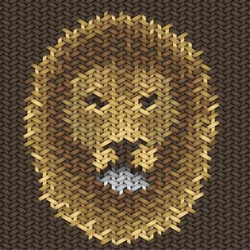 Lion head embroidery on fabric pattern Stock Illustration