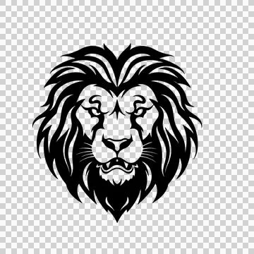 Lion Head Face Silhouette Facing Forward mane ears black Illustration