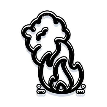 Lion head fire flames abstract icon Illustrazione stock