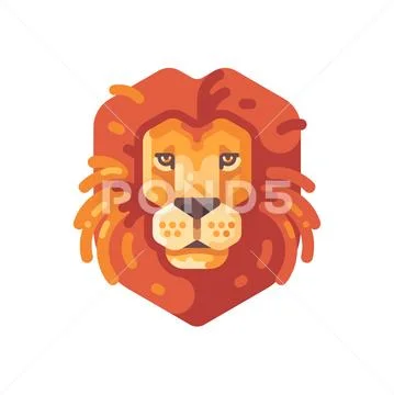 Lion head flat icon. Wild animal illustration Stock Illustration