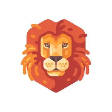 Lion head flat icon. Wild animal illustration Stock Illustration