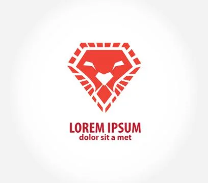 Lion head in the form of diamond Stock Illustration