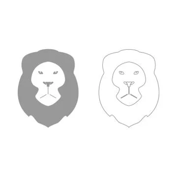 Lion head the grey set icon . Stock Illustration