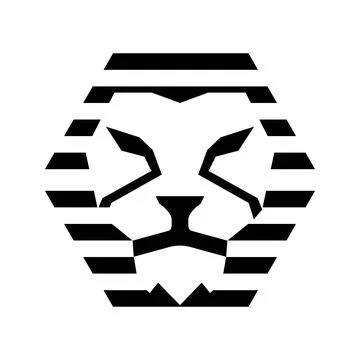 Lion head with hexagon concept Stock Illustration