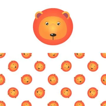 Lion Head Icon And Pattern Stock Illustration