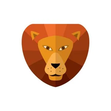 Lion head icon in flat design Stock Illustration