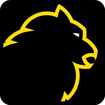 Lion head icon template design in black and yellow. Stock Illustration